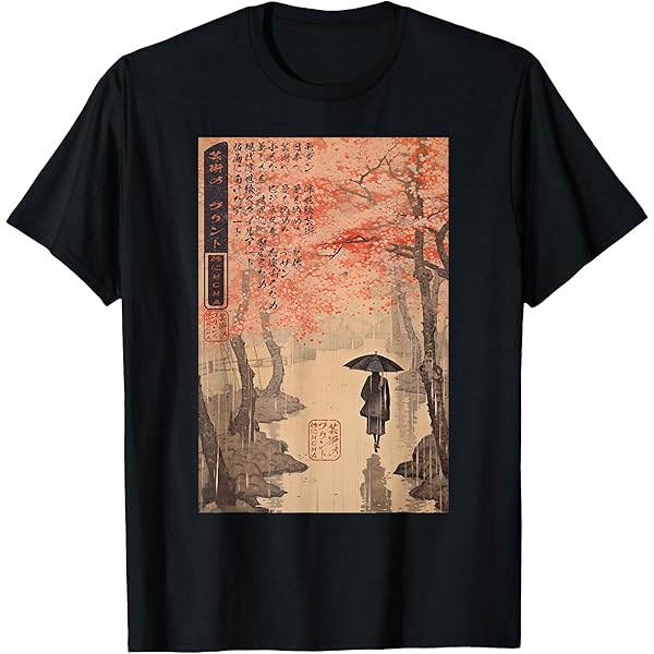 Amazon.com: Ukiyo-e Eternal Tokyo Rain Japanese T-Shirt : Clothing